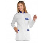 Woman Costarica blouse  LONG SLEEVE 65% Polyester 35% Cotton WHITE + BLUE Avaible in different sizes Model 002906
