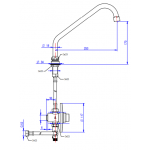 Self closing push bottom tap including swinging spout and flexible flow time 15 ± 25 sec MNL Model ARES010KIT