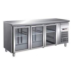 Refrigerated gastronomy counter Model GN3100TNG three glass doors GN1/1 ventilated