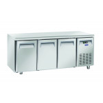 Refrigerated counter TROPICALIZED GN1/1 stainless steel Ventilated refrigerations REMOTE REFRIGERATION UNIT 3 Stainless steel doors Model QN3100SG