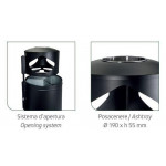 Recycling waste bin with ashtray MDL Three galvanized inner buckets Colour black Model 776000