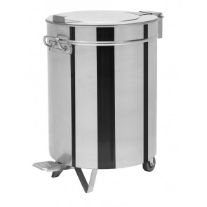 Stainless steel round waste bin with wheels Model WA50P