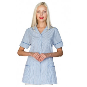 Woman Zama blouse SHORT SLEEVE 65% Polyester 35% Cotton LIGHT BLUE STRIPED Avaible in different sizes Model 004716