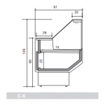 Neutral food counter ideal for bakery Zoin model Patagonia PT250NNNG Straight glass tipped down Neutral version without group and without evaporator