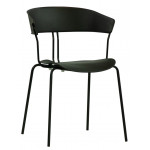 Stackable indoor chair TESR Powder coated metal frame, seat and backrest in polypropylene Model 1902-RD01