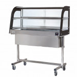 Thermo-display with trolley and shelf SDF Stainless steel structure Thermostatic control Curved glass Model TCM000VC