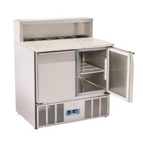 Refrigerated saladette GN1/1 with pizza top Model CRP90A Two self-closing doors Static refrigeration