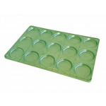 Tray for hamburger made of green aluminised steel sheet 15 moulds Model TREPH30T