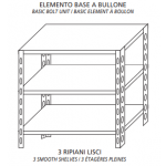 Stainless steel bolt shelving IXP 3 smooth shelves Basic element With plastic feet and bolts Cut-off edges Polished finish Model SC615LB