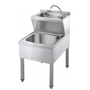 Stainless steel hand washer with legs and manual tap Model LM572