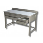 Stainless steel table With upstand with 3 drawers and frame Model GSR3C146A