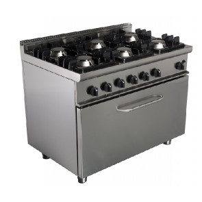 Gas range 6 burners CI Model RisCu062 with maxi static gas oven cm L 93 x P 53 x 35 H Gas power 48 kW