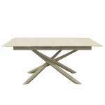 Indoor table TESR Powder coated metal frame, 10 mm tempered glass top and extension Model 1442-A58