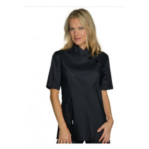 Woman Taipei blouse SHORT SLEEVE 65% Polyester 35% Cotton BLACK available in different sizes Model 002401M