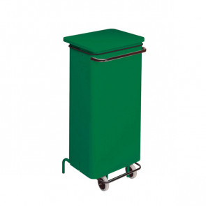 Metal mobile waste bin with pedal - Waste bin MDL green epoxy coating CONTICOLOR Model 791228