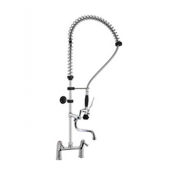 Two holes pre-rinse unit - swinging spout in the middle of the tube MNL Model R0102020130