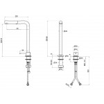 One hole mixer with adjustable spout and pull-out hand shower MNL Model EROSS318