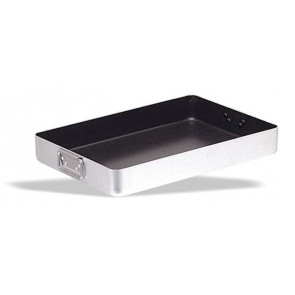 No-stick rectangular pan in aluminium with swing handles in aluminium Size cm. L 40 x P 30 x 6,5 h Model 219-140