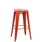 Stackable indoor stool TESR Powder coated metal frame Wood seat Model 1082-BT503W