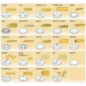 VARIOUS MOULDS IN ALLOY BRASS-BRONZE for fresh pasta machines Model MPF 1,5 and PF15E