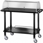 Wooden service trolley black glossy with plexiglass dome Model CLC2012N two shelves