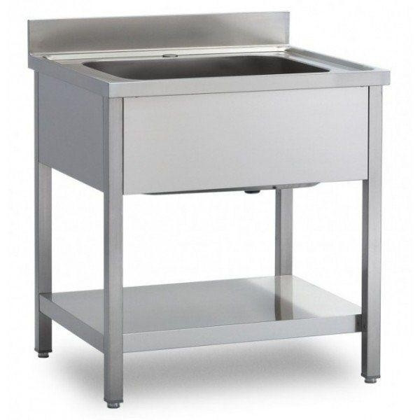Stainless steel sink with one tub on legs with bottom shelf Model G1V067