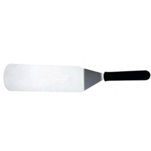Hamburger spatula Tempered AISI 420 stainless steel blade with conical sharpening, satin finish. Handle in rubberized non-toxic material, anti-slip and dishwasher safe. Blade length cm 26 Model CL1243