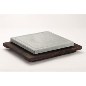 Square ollar stone with wooden base 25x25 cm Model POR2525B