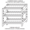 Stainless steel hook shelving IXP 3 perforated shelves slotted 9x32 thickness 8/10 Lenght cm 100 Depth cm 30 Height cm 150 Basic element With plastic feet and reinforcements Cut-off edges Polished finish Model G37010030B