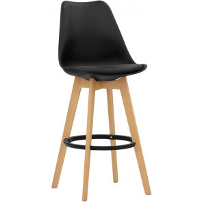 Indoor stool TESR  Oak wood frame, polypropylene shell, synthetic leather pad. Model 1639-EV37