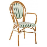 Stackable outdoor chair TESR Painted aluminum frame bamboo look, nylon strap covering Model 063-AM09