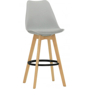 Indoor stool TESR  Oak wood frame, polypropylene shell, synthetic leather pad. Model 1639-EV37