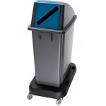 Waste bin for recycling with blue front opening lid  OFFICE 60 Grey bin MDL 60 L Model 114215