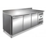 Ventilated refrigerated counter with backsplash Stainless steel AISI 201 Model GN3200TN Three doors