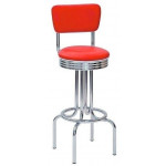 Indoor stool TESR Chromed metal frame Swivel seat Synthetic leather seat and backrest Model 245-B030