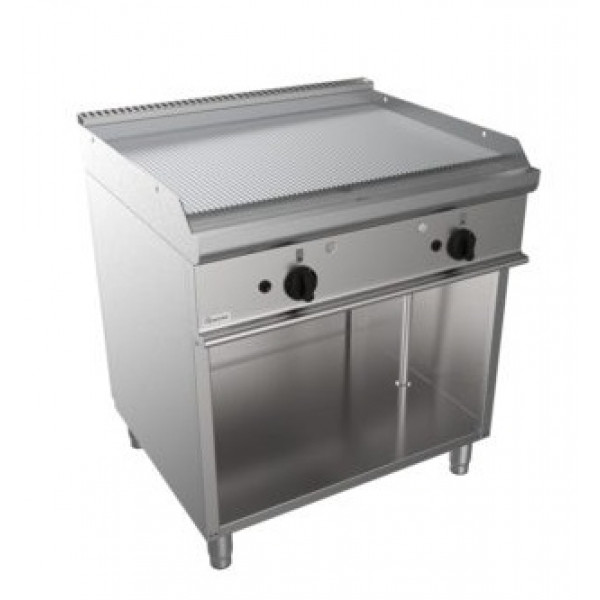 Gas fry top CI Model RisFry038 2 cooking zones STRIPED PLATE Open cabinet Power kW 12