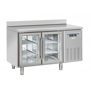 Refrigerated counter GN1/1 stainless steel with glass doors Model QRG2200 Ventilated refrigeration 2 self-closing glass doors with splashback