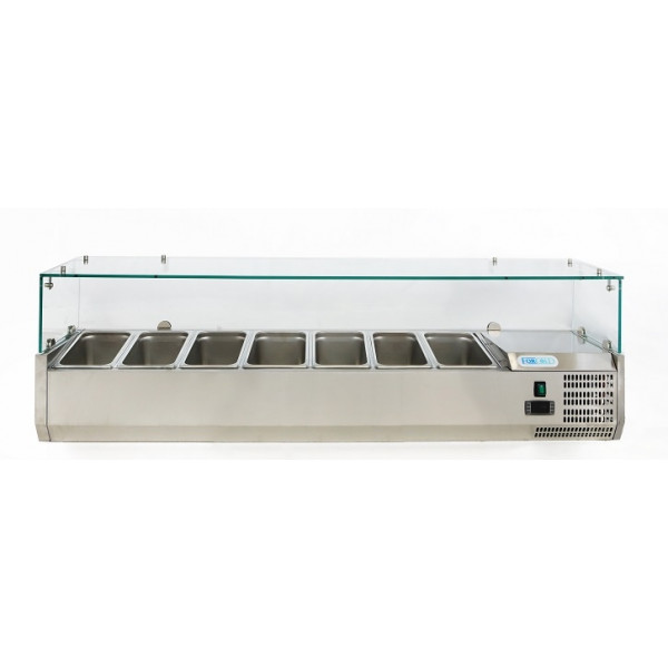 Refrigerated pizza display case stainless steel AISI 201 ForCold Model VRX1500-330-FC 7 x GN1/4
