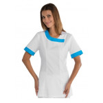 Woman Delhi blouse SHORT SLEEVE 65% Polyester 35% Cotton BLAKC AND TURQUOISE Avaible in different sizes Model 005420