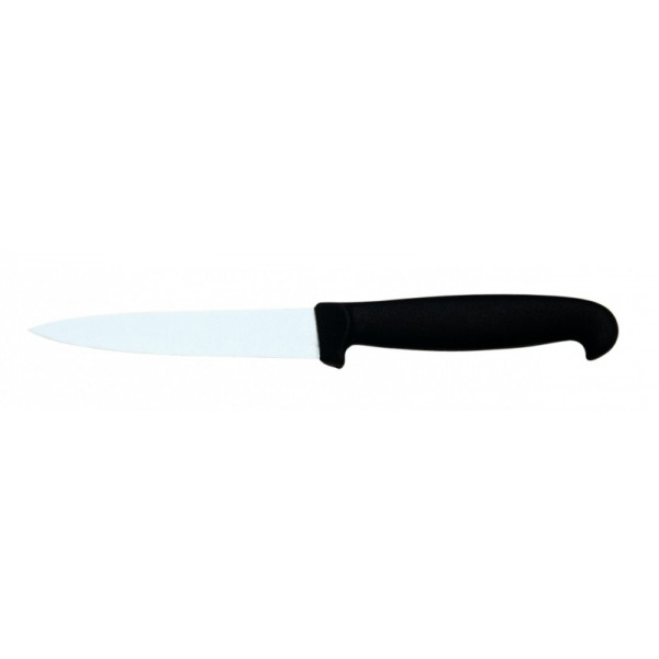 Kitchen knife. Tempered AISI 420 stainless steel blade with conical sharpening, satin finish.  Handle in rubberized non-toxic material, anti-slip and dishwasher safe. Blade Cm 20 Model CL1233