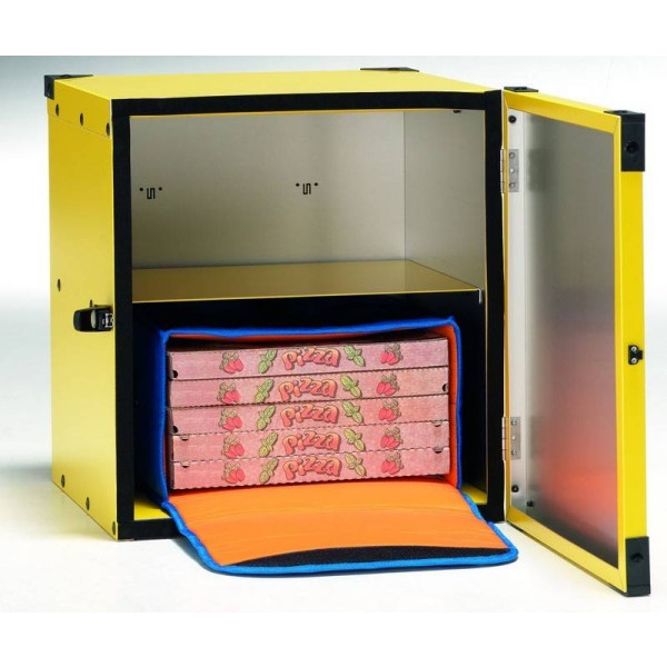 Non-insulated pizza box, central shelf for 2 thermal bags Model BXP33