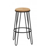 Indoor stool TESR Powder coated metal frame, wood and cork seat Model 1916-CD04