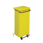 Metal mobile waste bin with pedal - Waste bin MDL yellow epoxy coating CONTICOLOR Model 791226