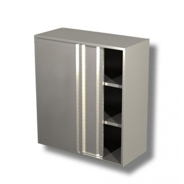 Hanging cabinet with sliding doors and middle shelf stainless steel AISI 430 or 304 Model PA16410