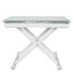 Indoor table TESR Powder coated steel frame, 8 mm tempered glass top and extension. Model 841-RF22 Extendable