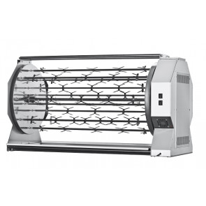 Wood-fueled planetary rotisserie ENG Model CAMINO105P Built-in Capacity N. 105 Chickens N. 2 engines Stainless steel planetary discs N. 10 + 5 spits with forks cm 111,5