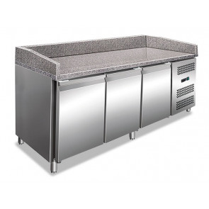 Stainless steel 201 Ventilated Refrigerated Pizza Counter Model PZ3600TN 3 refrigerated doors