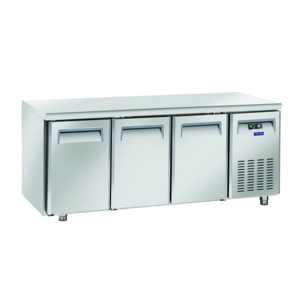 Refrigerated counter TROPICALIZED GN1/1 stainless steel Ventilated refrigerations REMOTE REFRIGERATION UNIT 3 Stainless steel doors Model QN3100SG