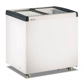Static double temperature chest freezer with flat sliding glass lids Model FRC250PFF