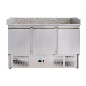 Stainless steel 210 Static Refrigerated Pizza Counter ForCold Model G-S903PZ-FC 3 refrigerated doorse